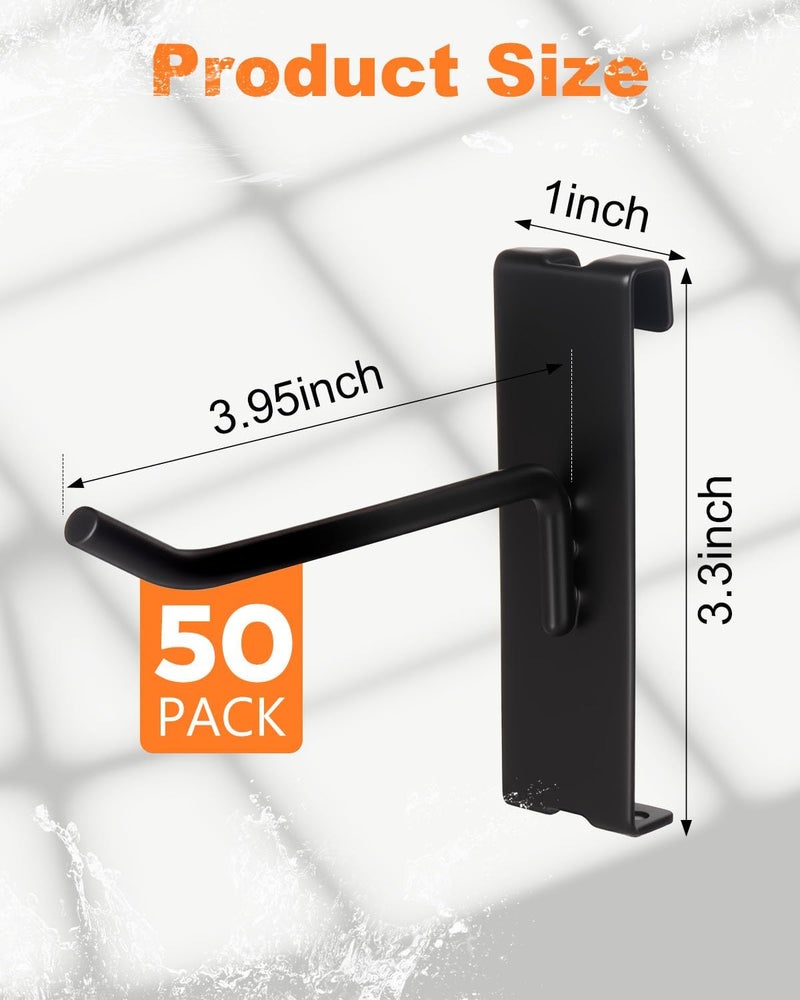 Alffun 50 Pack Grid Wall Hooks, 4 Inch Heavy Duty Wire Grid Display Hooks, Gridwall Accessories for Retail, Craft Shows, Garage Storage, and Home Organization, Black - Image 3